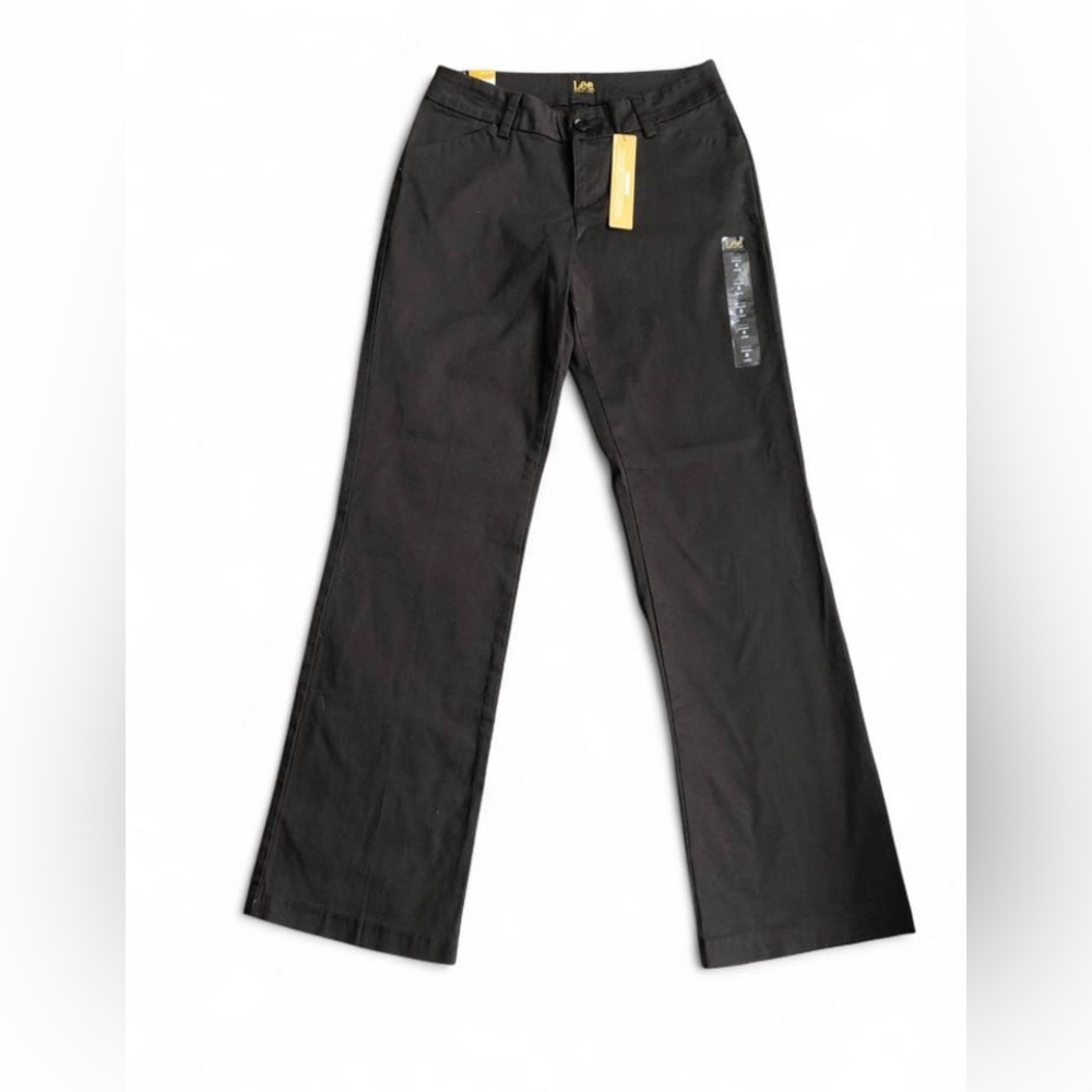 NWT Lee Modern Series Curvy Fit Trouser Pants Women 8 Long Brown Cotton Stretch